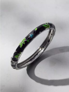 Jane Enameled Floral Bangle Bracelet
